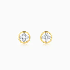 Gold Circular Quartet Diamond Stud Earrings