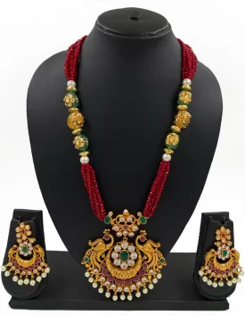 Gold Plated Antique Golden Peacock Pendant Necklace Set By Gehna Shop