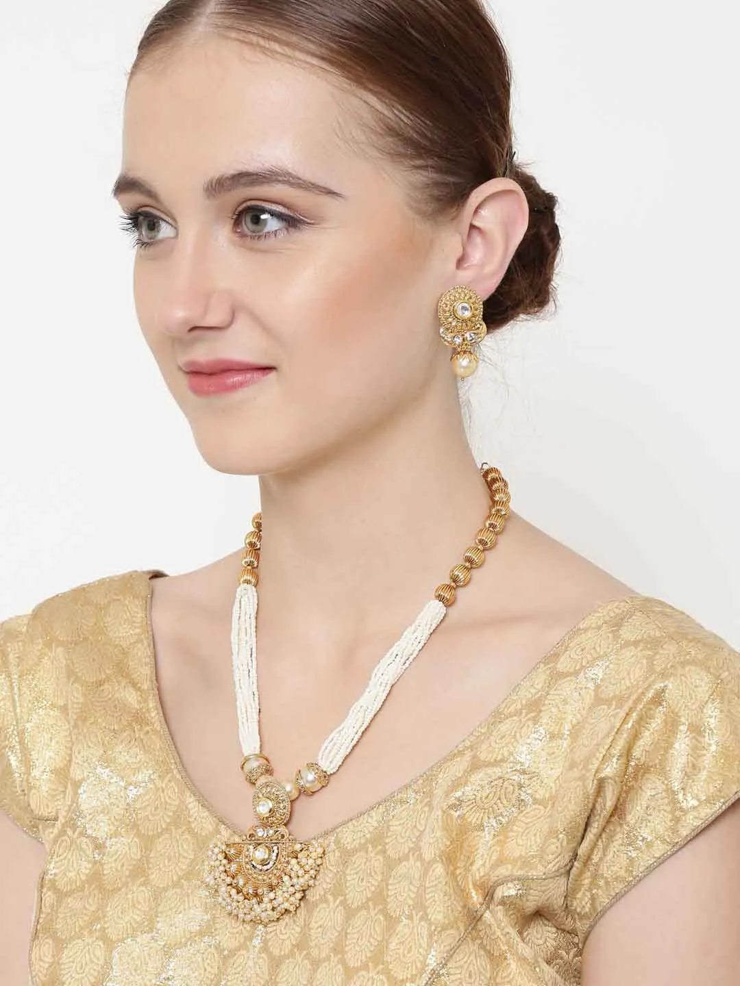 Gold-Plated Kundan Handcrafted Jewellery Set