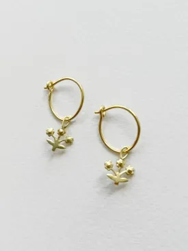 Gold Posie Hoop Earrings