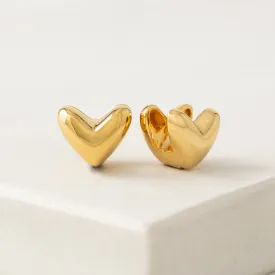 Heart Puff Hoop Earrings Gold