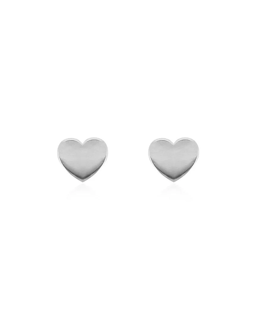 Heart Stud Earrings - Sterling Silver