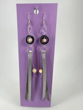 Indigenous Handmade Earrings - Hematite & Pink Opal