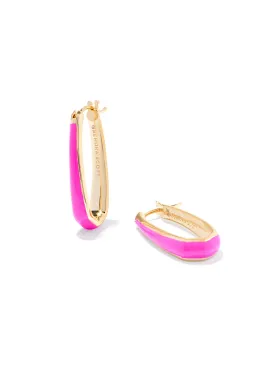 Kendra Scott Kelsey Hoop Earrings - Gold Pink Enamel