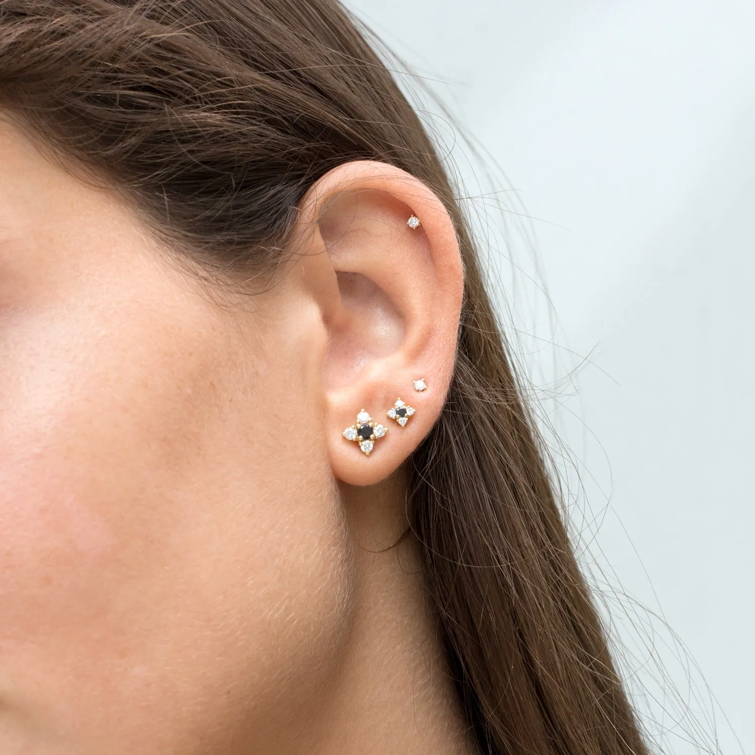 Mini Eliana Gold Earring Black and White