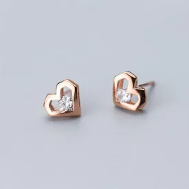 Modern Hearts Minimal Studs