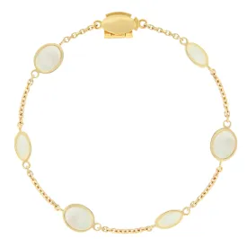 Mother of Pearl Oval Gem Gold Chain Bracelet