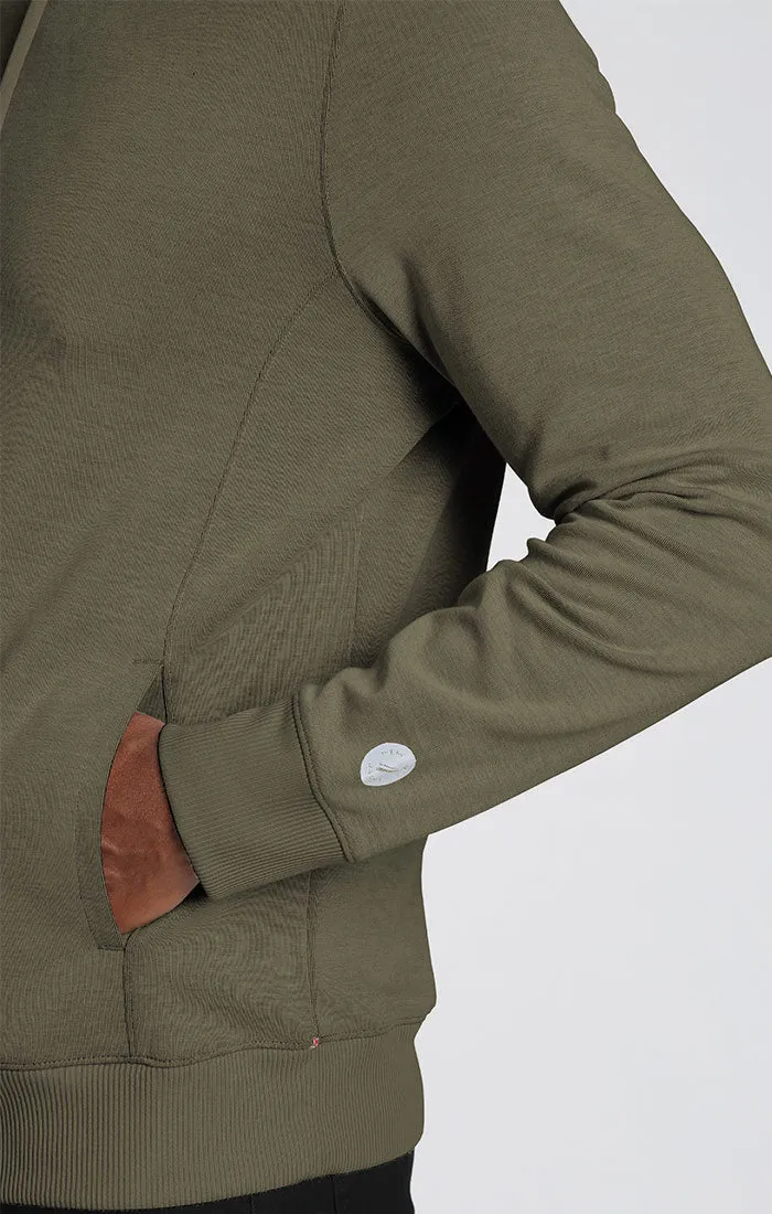 Olive Cotton Modal Crossover Hoodie