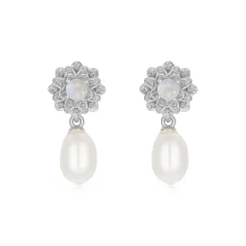 Opal & Freshwater Pearl Silver Earrings - Marigold