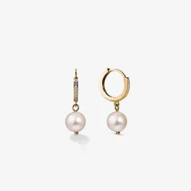 PEARL DROP HOOPS EARRINGS Gold