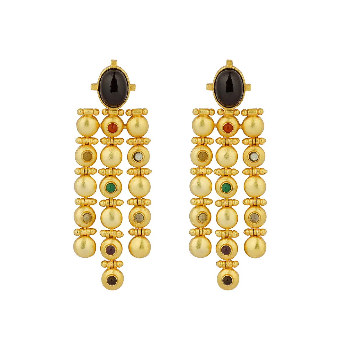 Power Drops Navratna Statement Earrings