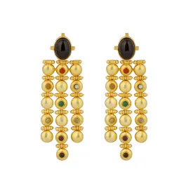 Power Drops Navratna Statement Earrings