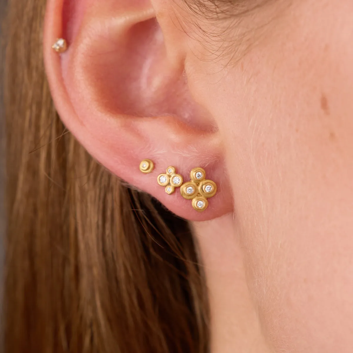 Raised Diamond Dot Stud Earrings