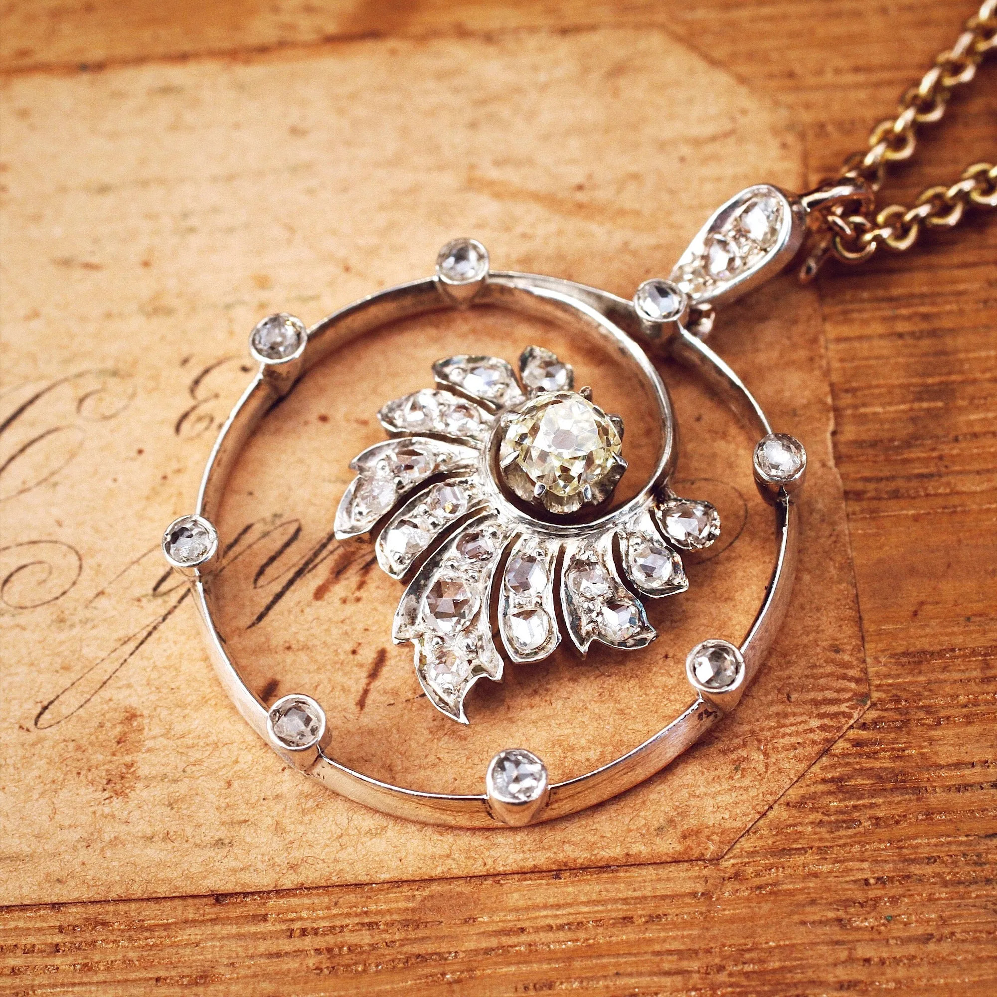 Refined Beauty! Antique Diamond Circlet Pendant