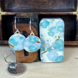 Sixpence Earrings and Teeny Tiny Tin Sakura Blue