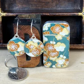 Sixpence Earrings and Teeny Tiny Tin Sakura Teal