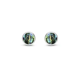 Sterling Silver Abalone 5mm Round Stud Earrings