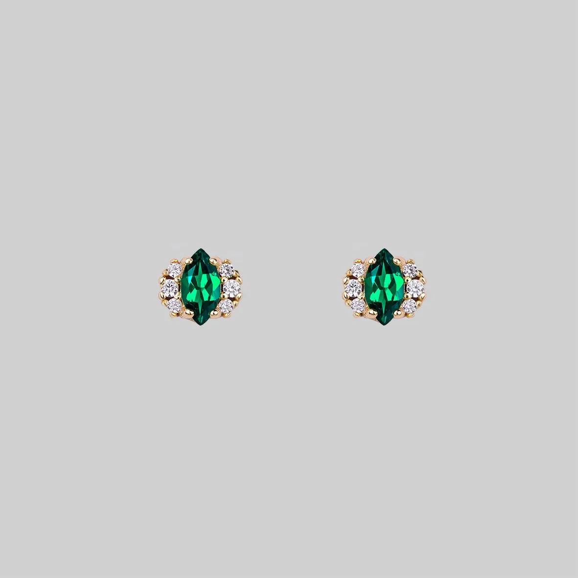 TALIA. Green Quartz Cluster Stud Gold Earrings