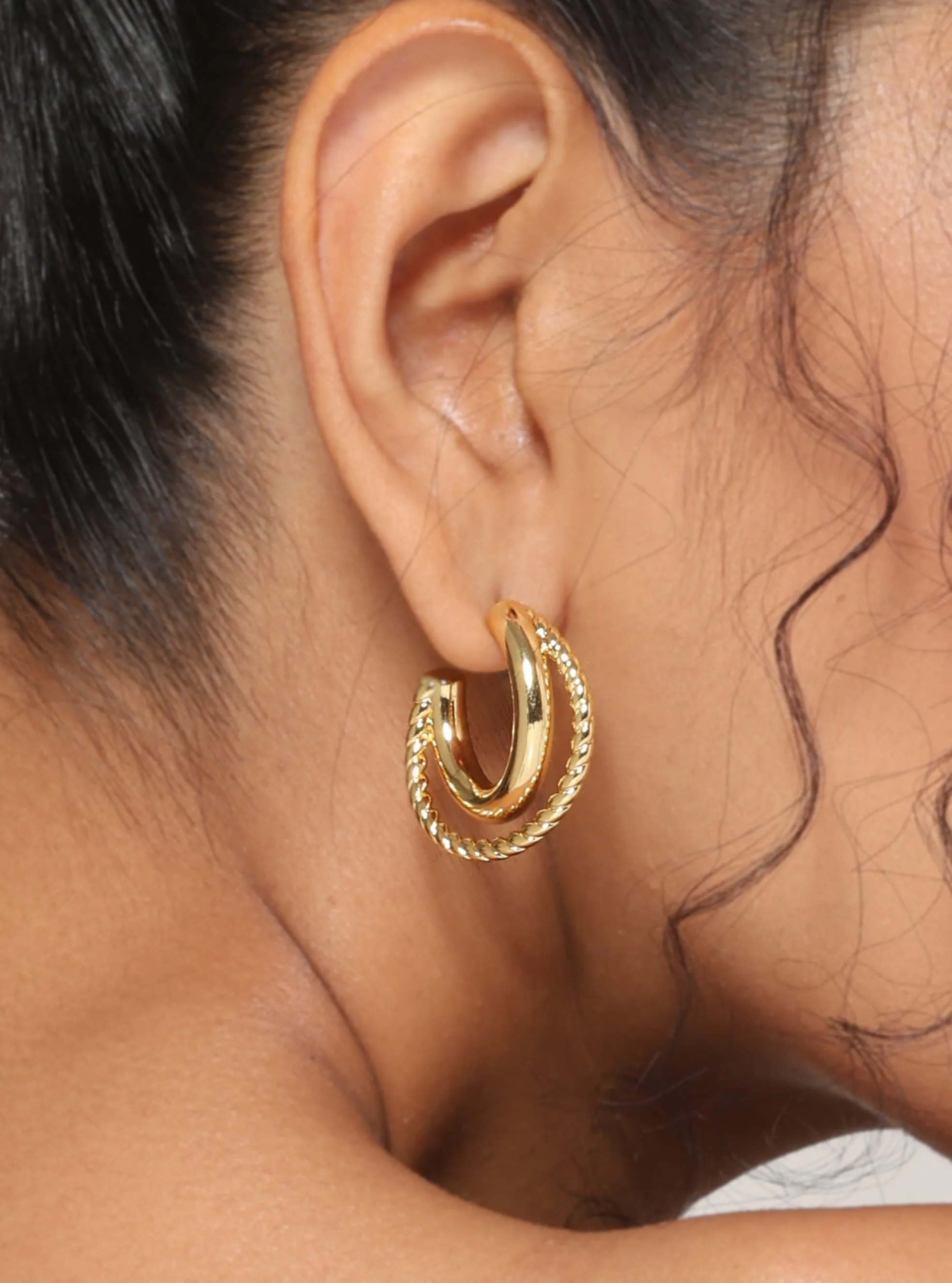 Twin Cross Statement Hoop Earrings