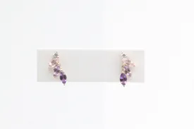 Yellow Gold Amethyst Ombre Fan Earrings