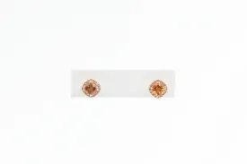 Yellow Gold Citrine Earrings with Diamond Halo